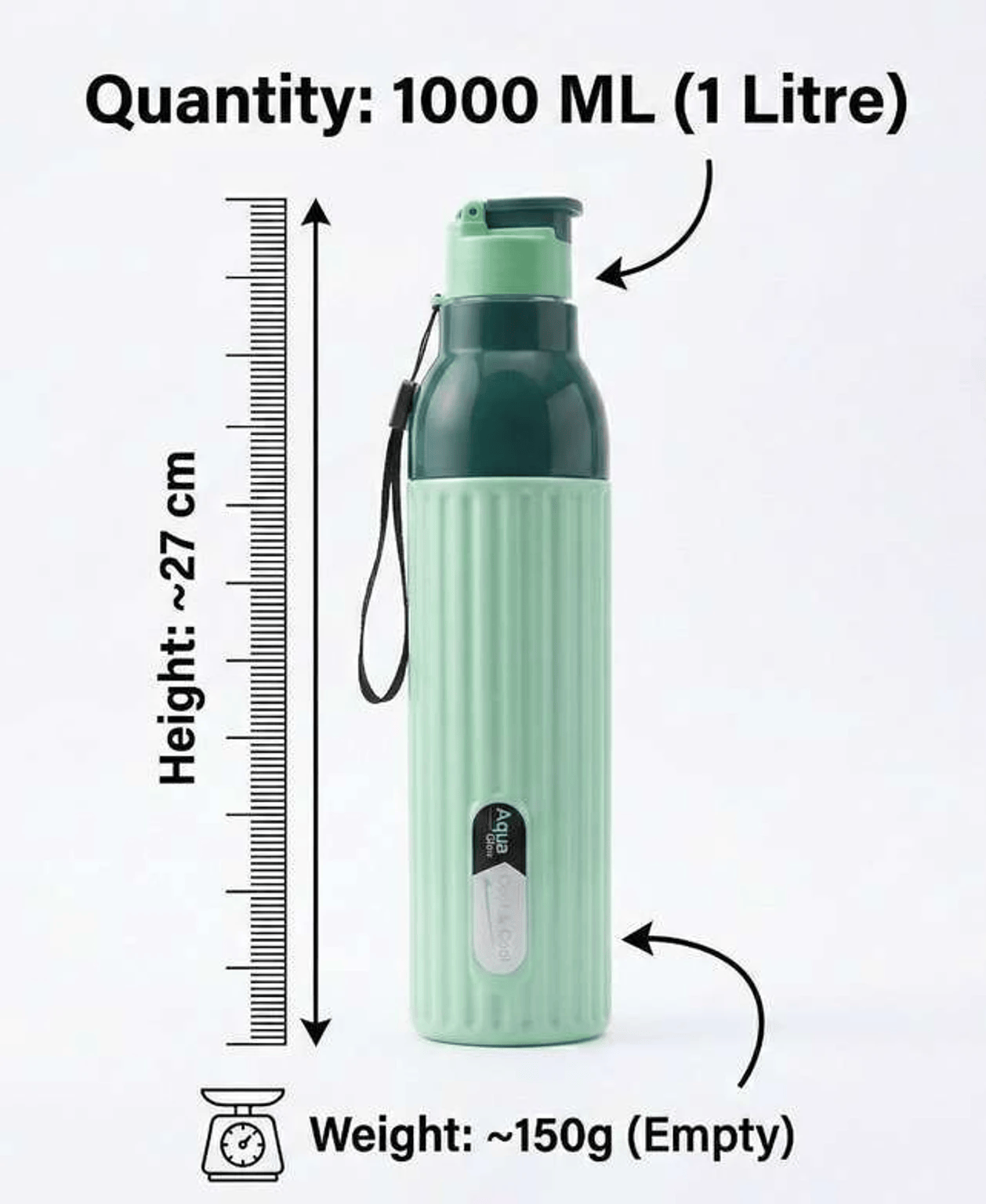 Cool&cool Waterbottal 1000 Ml Plastic Sipper