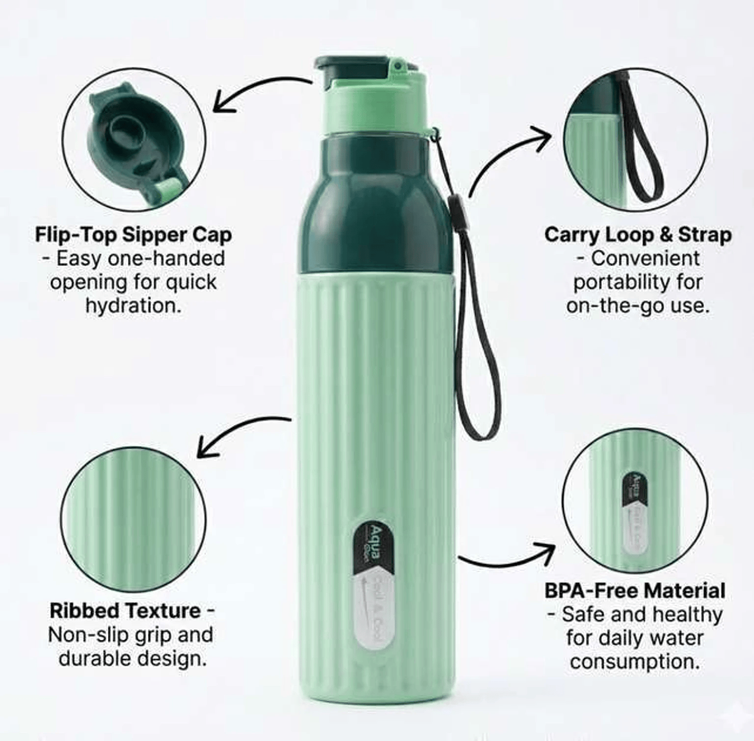 Cool&cool Waterbottal 1000 Ml Plastic Sipper